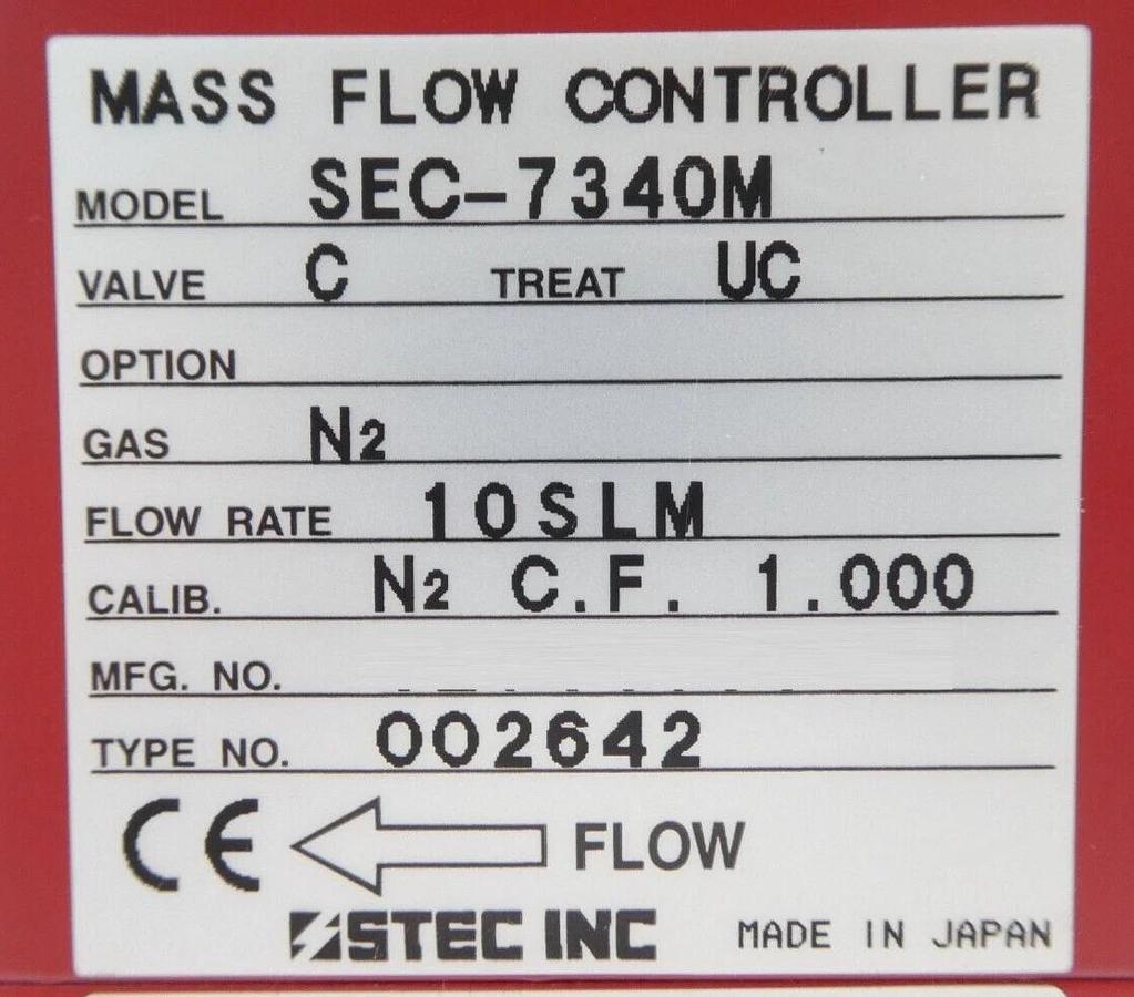 Used STEC SEC-7340M Mass Flow Controller MFC 10 SLM N2 Reseller Lot of 9 Working