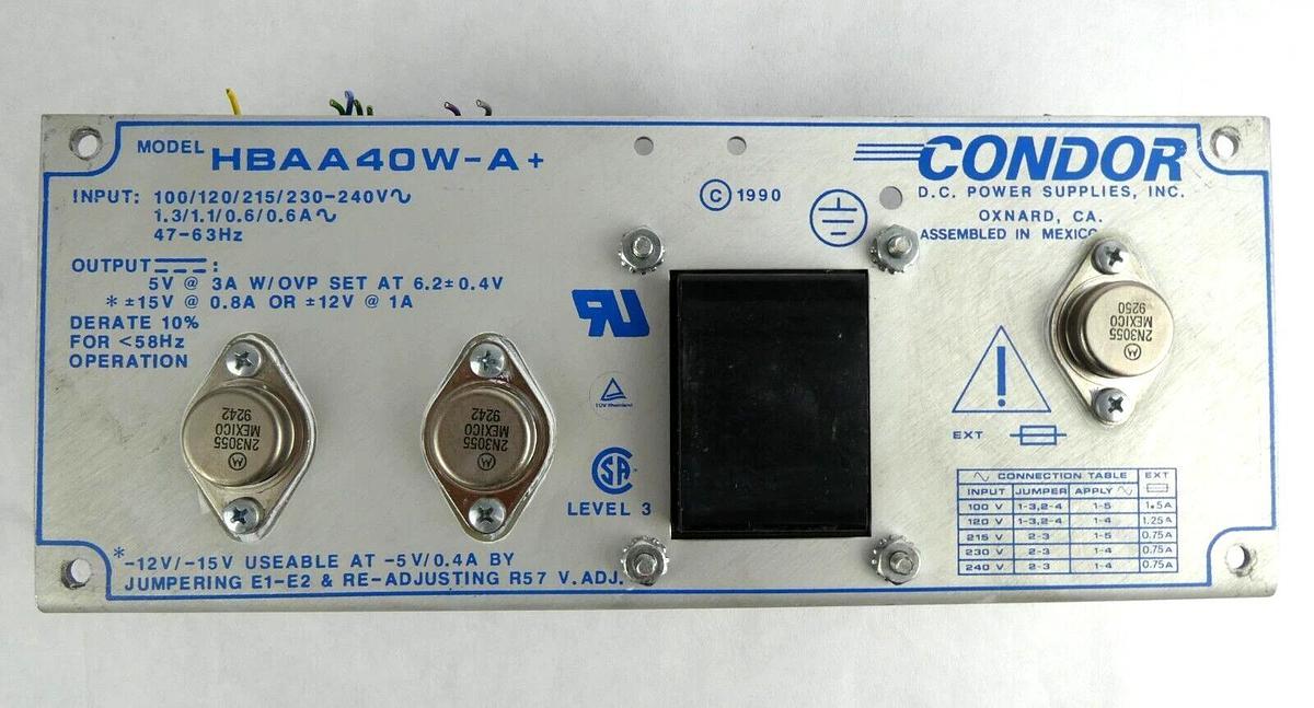 Used Condor HBAA40W-A+ DC Power Supply ±15V Power-One KLA Instruments Working Spare