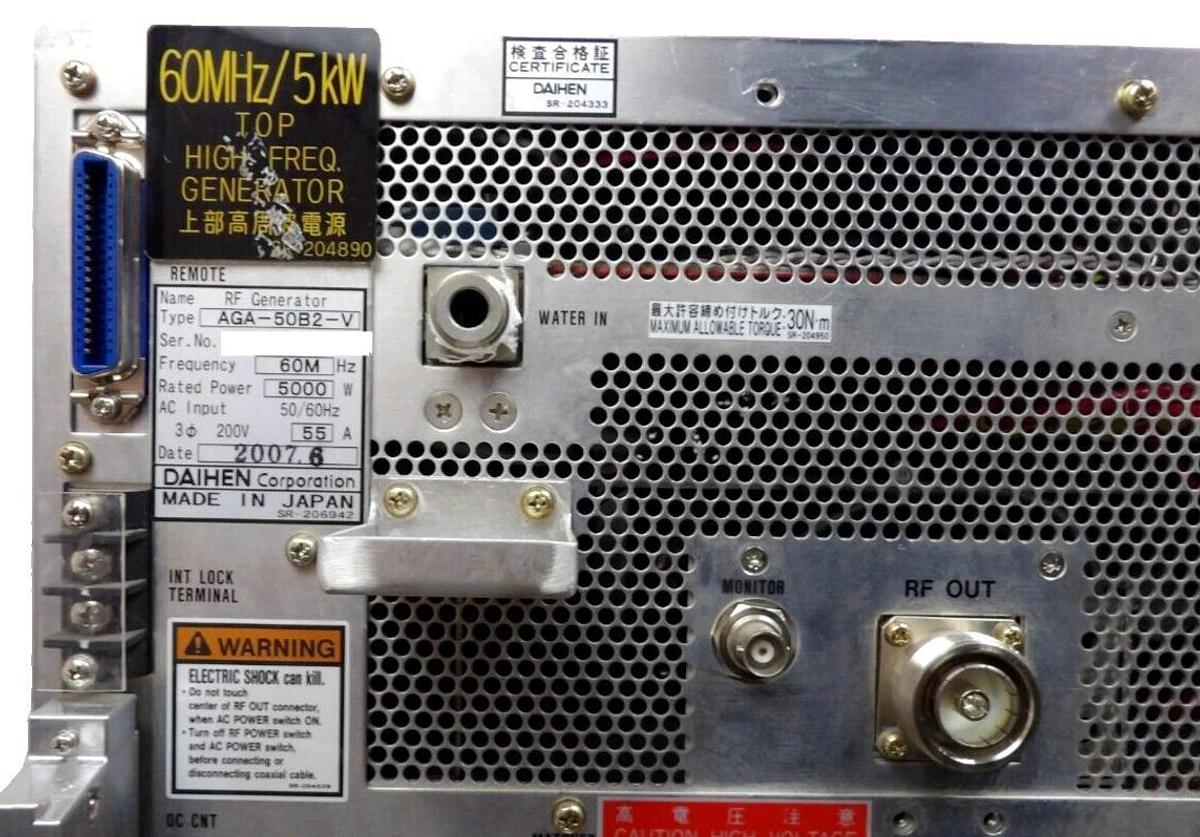 Used Daihen AGA-50B2-V RF Generator DGP-120A2-V TEL 3D80-001479-V2 Tested Working