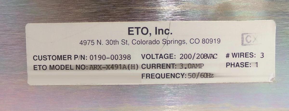 Used ETO Inc ARX-X491A Microwave Control Module 0190-00398 Working