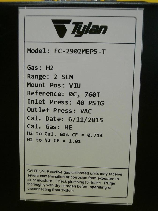 Refurbished Tylan FC-2902MEP5-T Mass Flow Controller MFC 2SLPM H2 Refurbished