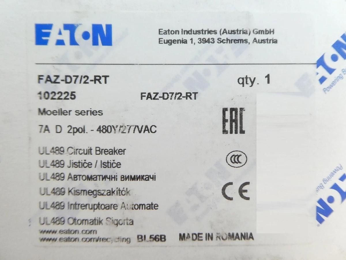 Used Eaton FAZ-D7/2-RT Miniature 2 Pole Circuit Breaker Lot of 32 Working