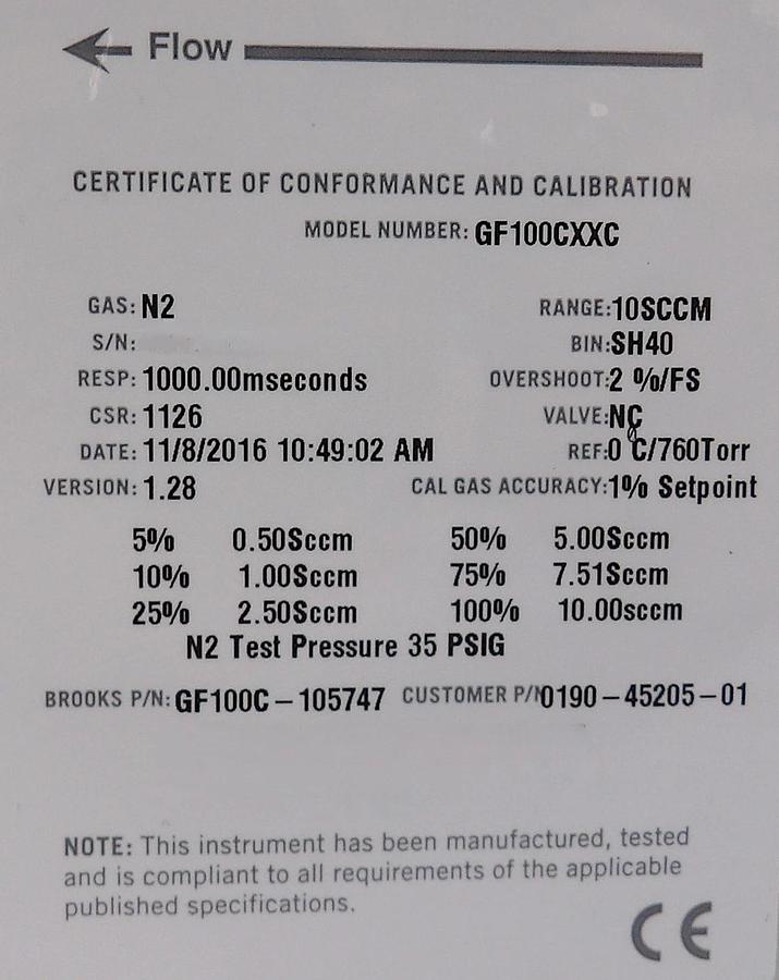 Brooks Instrument GF100C-105747 Mass Flow Controller MFC Reseller Lot of 2 New