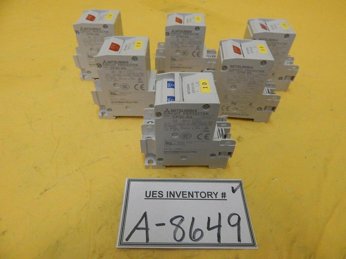 Used Mitsubishi CP30-BA Circuit Protector 2-Pole 3A Reseller Lot of 6 Used Working