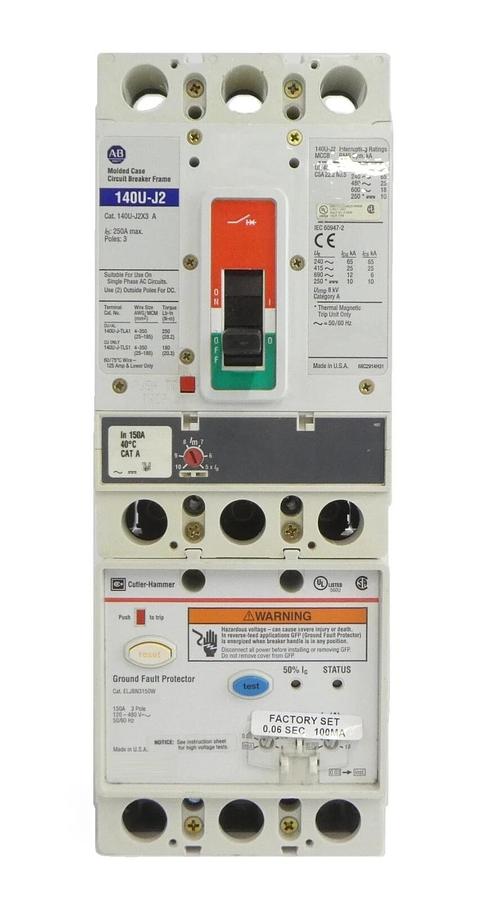 Used AB Allen-Bradley 140U-J2D3-D15 Circuit Breaker ELJBN3150W Working