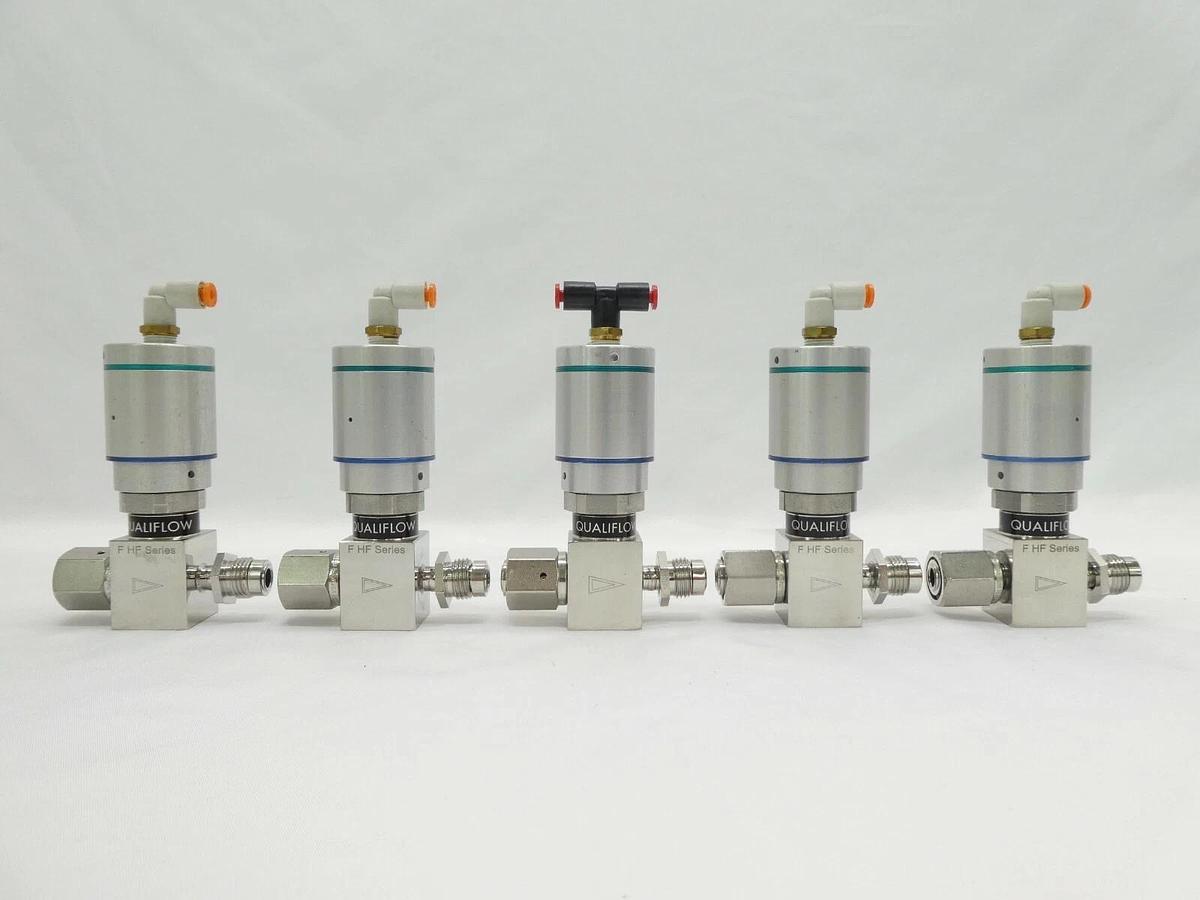 Used Qualiflow 2x10-9atm.cm3/Sec N.O. 2-Way Pneumatic Valve F HF Series Lot of 5