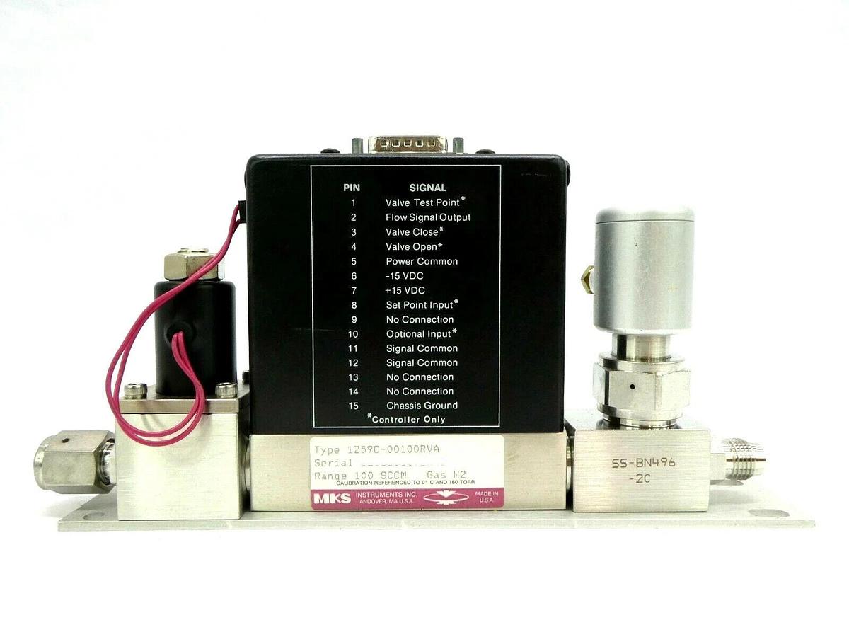 Used MKS Instruments 1259C-00100RVA Mass Flow Controller Assembly 100 SCCM N2 Working