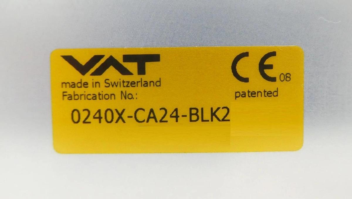 Used VAT 0240X-CA24-BLK2 300mm Pneumatic Vacuum Slit Valve Actuator and Gate Working