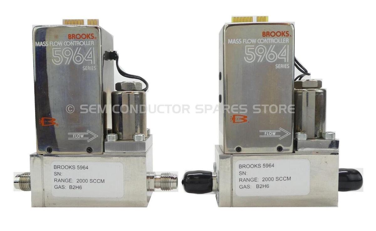 Refurbished Brooks 5964 Mass Flow Controller MFC 2000 SCCM B2H6 Lot of 2 OEM Refurbished