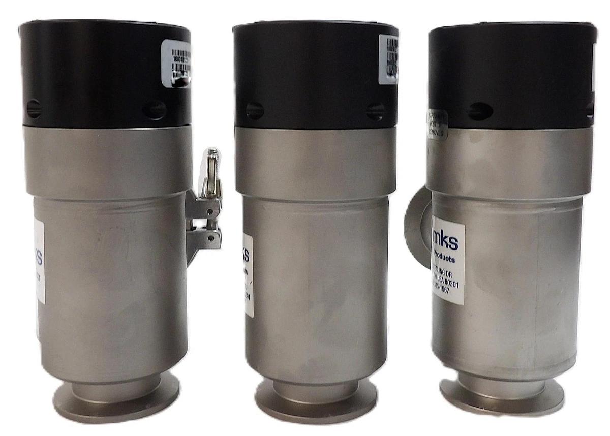 Used MKS Instruments 100018122 Pneumatic Isolation Angle Valve Lot of 3 Working
