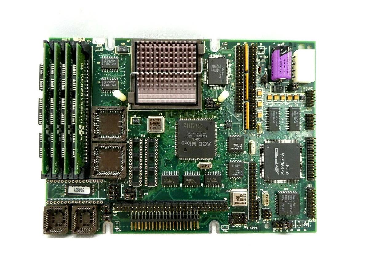 Used Ampro Computers A60677 Motherboard PCB A13077 RECIF IDLW8 200mm Working Surplus