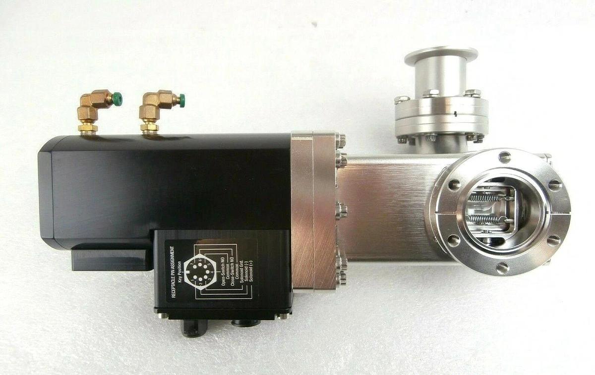 Used MDC Vacuum Products GV-1500V-P Vacuum Gate Valve 90° Angle NW40 Adapter Working