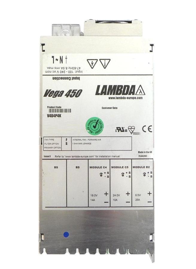 Used Lambda V404P4K Modular Power Supply Assembly Vega 450 Working Surplus
