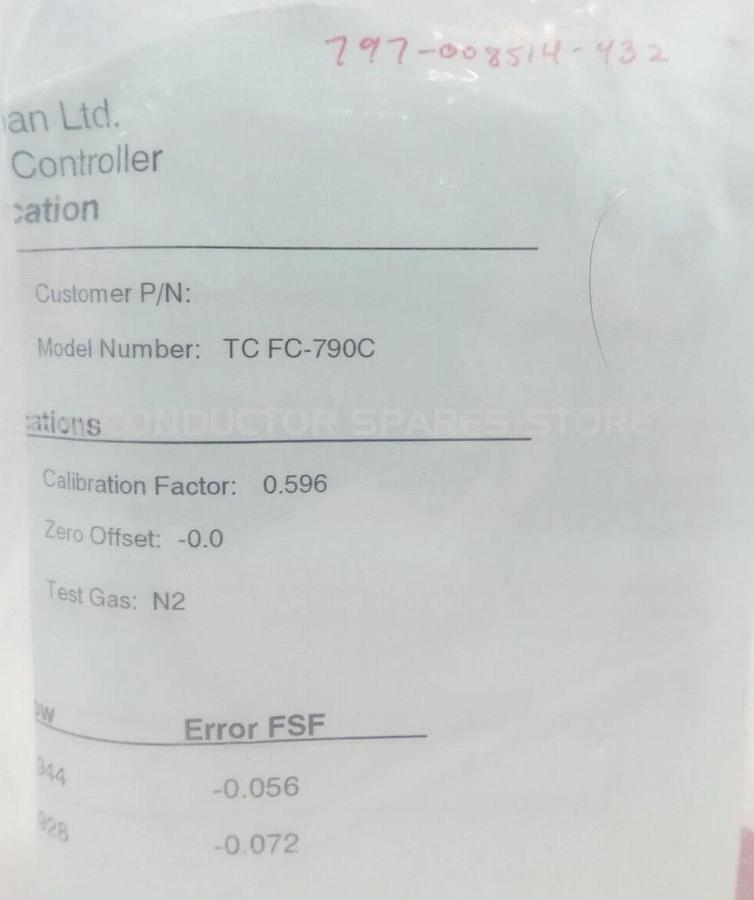 Aera TC FC-790C Mass Flow Controller MFC 100 SCCM CH2F2 Lam 797-008514-432 New