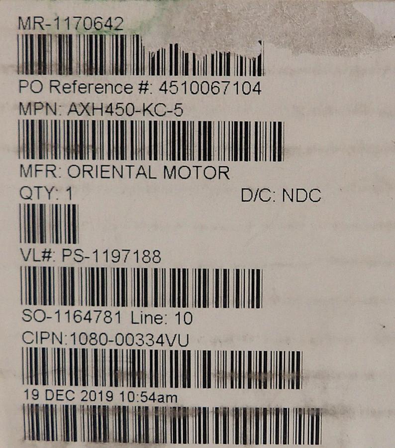 Oriental Motor AXH450KC-5 DC Motor and Driver Set AXHM450KC-GFH AXHD50K New