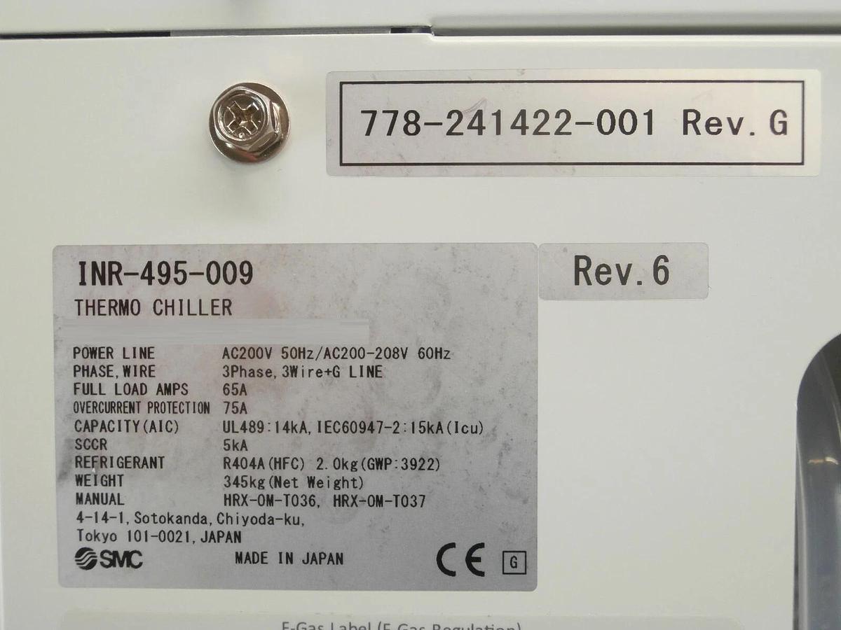 SMC INR-495-009 Recirculating Chiller THERMO CHILLER Lam 778-241422-001 New