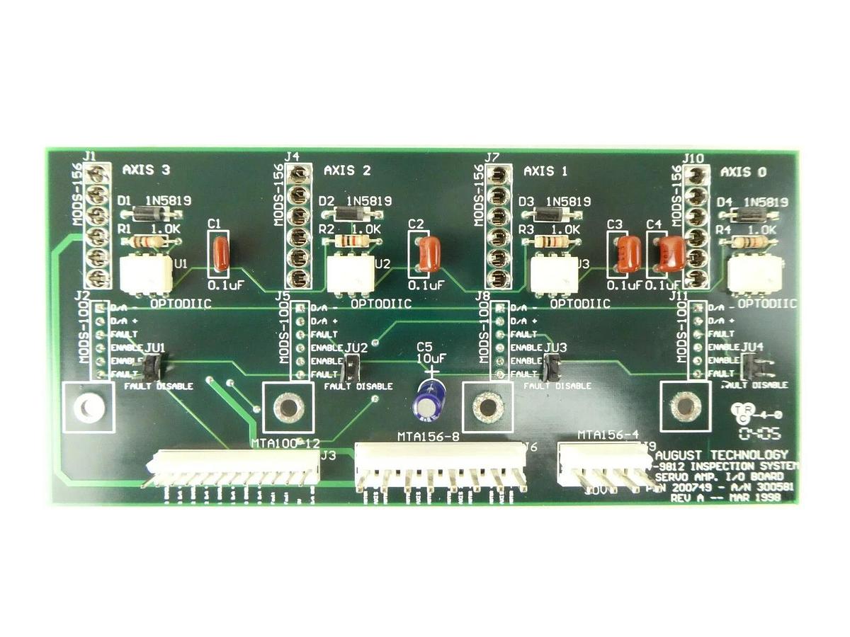 Used August Technology 200749 Inspection System Servo Amp I/O PCB 300581 Working