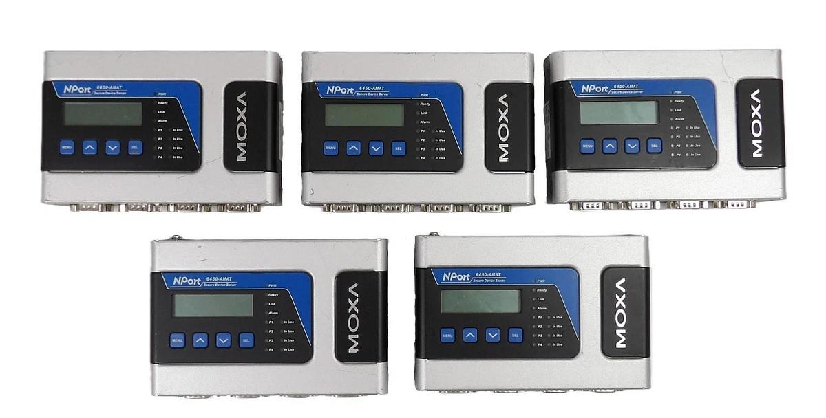 Used Moxa 3093062000001 Secure Device Server NPort 6450-AMAT 0190-44195 Lot of 5