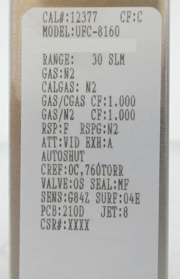 UNIT Instruments UFC-8160 Mass Flow Controller MFC 30SLM N2 Mattson 37100440 New
