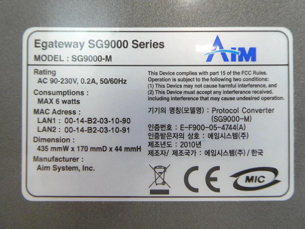 AIM Systems SG9000-M Protocol Converter Module Egateway SG9000 Series New