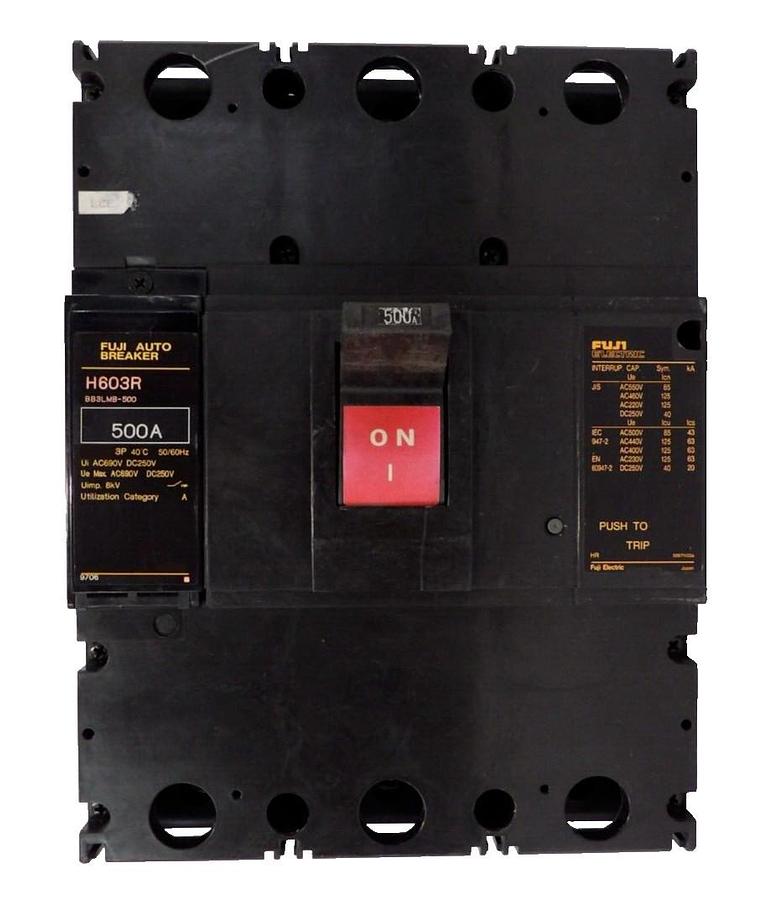 Used Fuji Electric BB3LMB-500 500 Amp 3-Pole Auto Breaker H603R Working Spare
