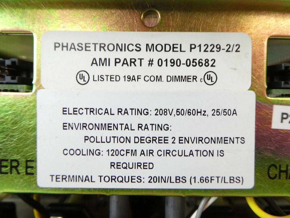 Used Phasetronics P1229-2/2 PVD Dual Chamber Heater Drive AMAT 0190-05682 Working