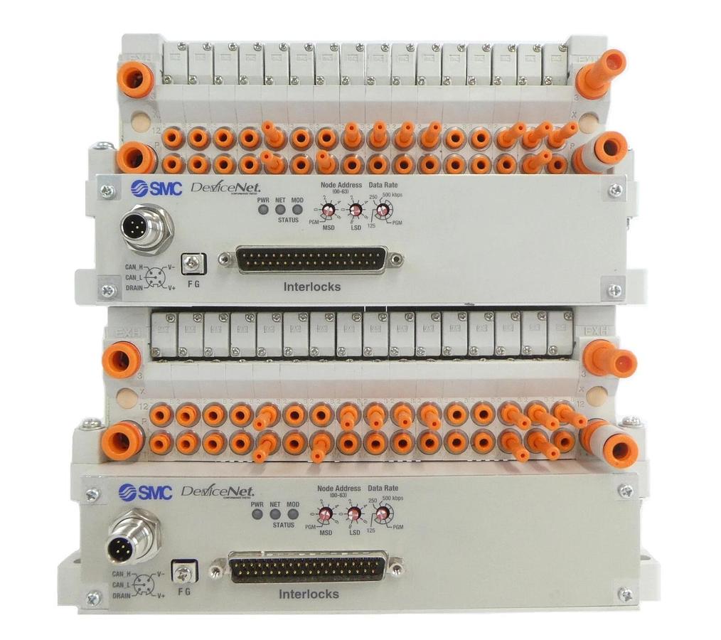Used SMC VV5Q11-16-X1602 16-Port Manifold Module EX420-SDN2 Lot of 2 Working Surplus