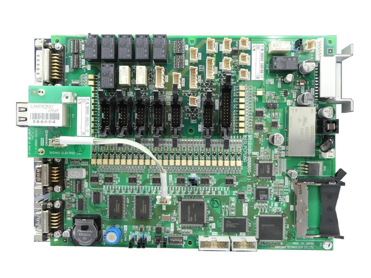 Used Sinfonia SBX08-000089-11 SLPCPU6A PCB SBX93-100149-11 Shinko Damaged Relay As-Is