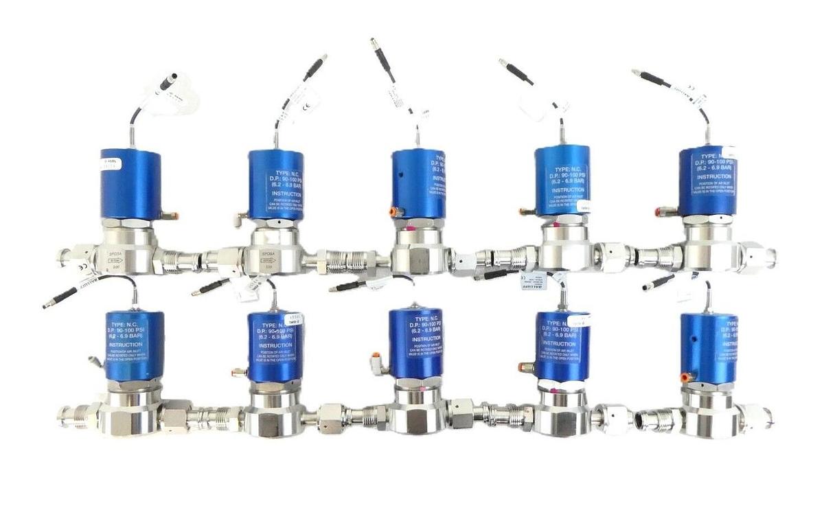 Used Fujikin SPDSA 500 90-100 PSI FVCR Pneumatic Diaphragm Valve Lot of 10 Working
