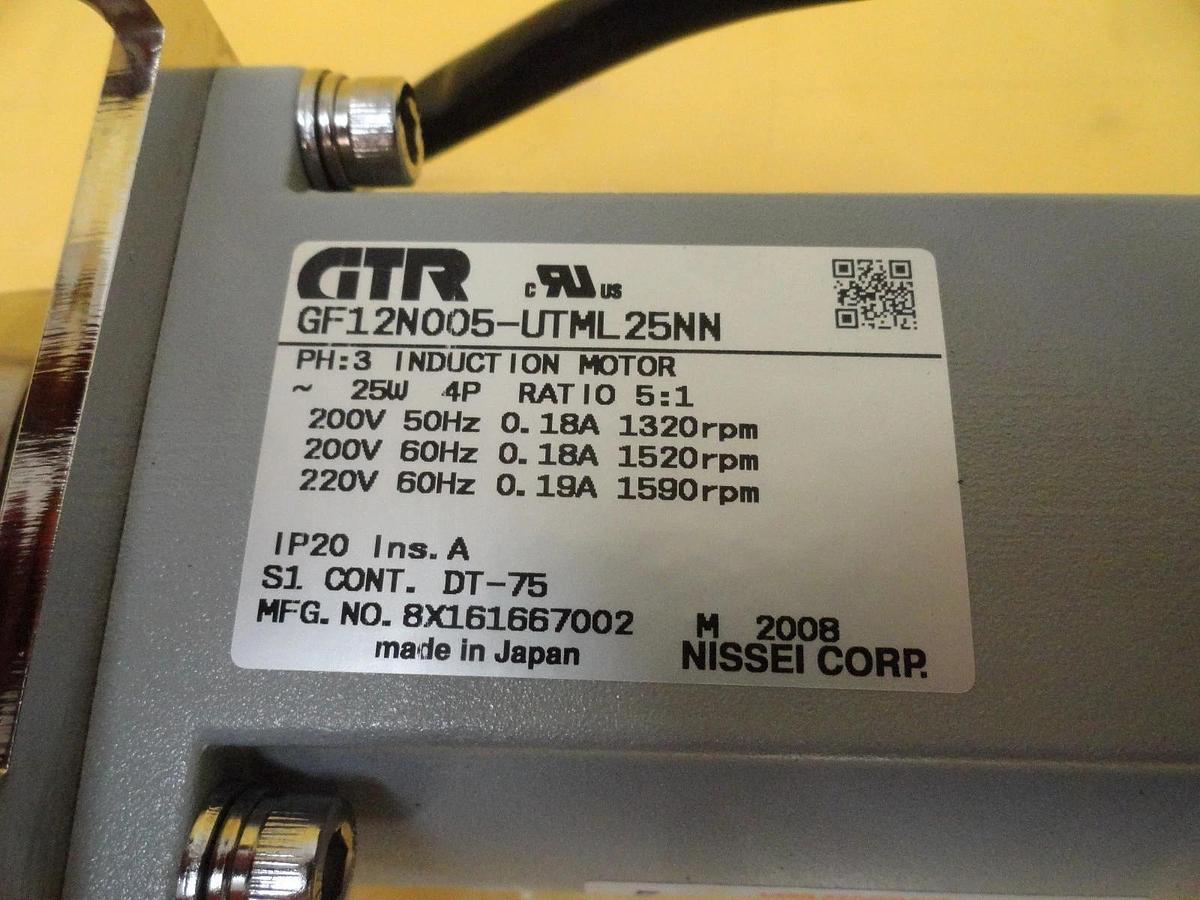 Used Nissei Corp GF12N005-UTML25NN GTR 3-Phase Induction Motor Used Working