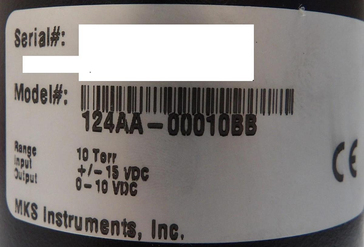 Used MKS Instruments 124AA-00010BB Baratron Type 124 10 TORR Working Spare
