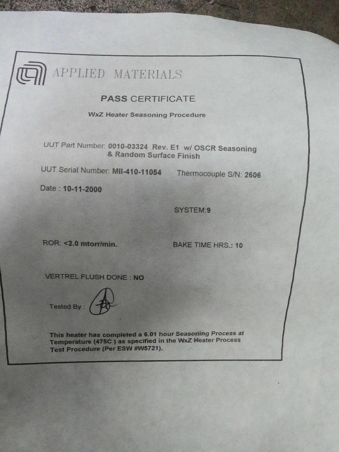 AMAT Applied Materials 0010-03324 Heater Assembly 8" WxZ Mod New Surplus