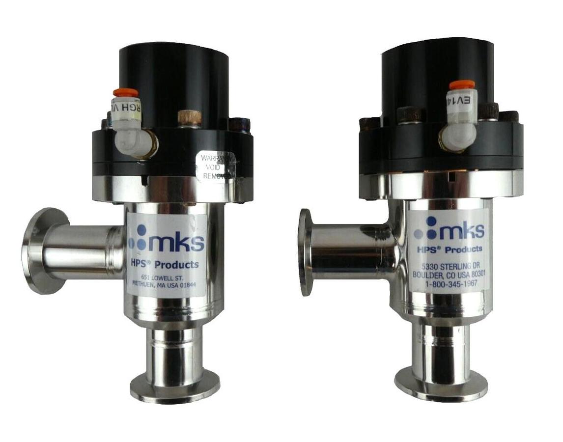 Used MKS Instruments UHV-25-AKK-ENVN Pneumatic Angle Vacuum Valve Lot of 2 Working