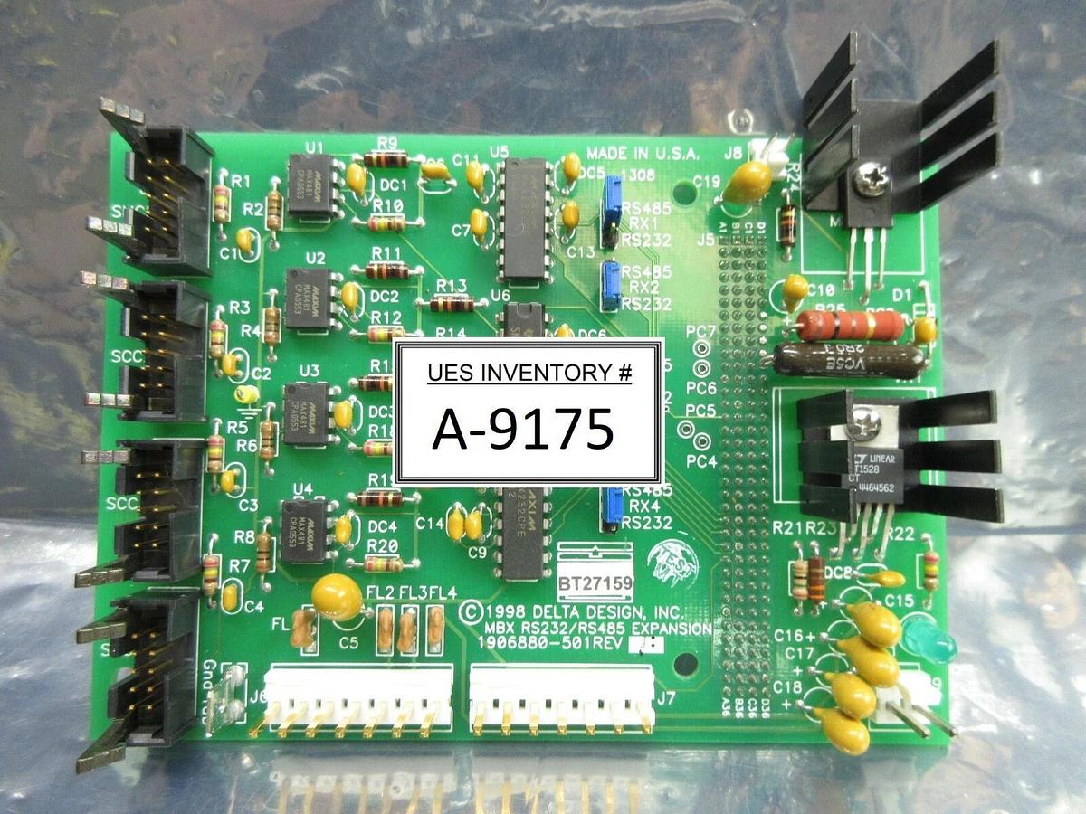 Used Delta Design 1906880-501 MBX RS232/RS485 Expansion Board PCB Rev. F Used Working