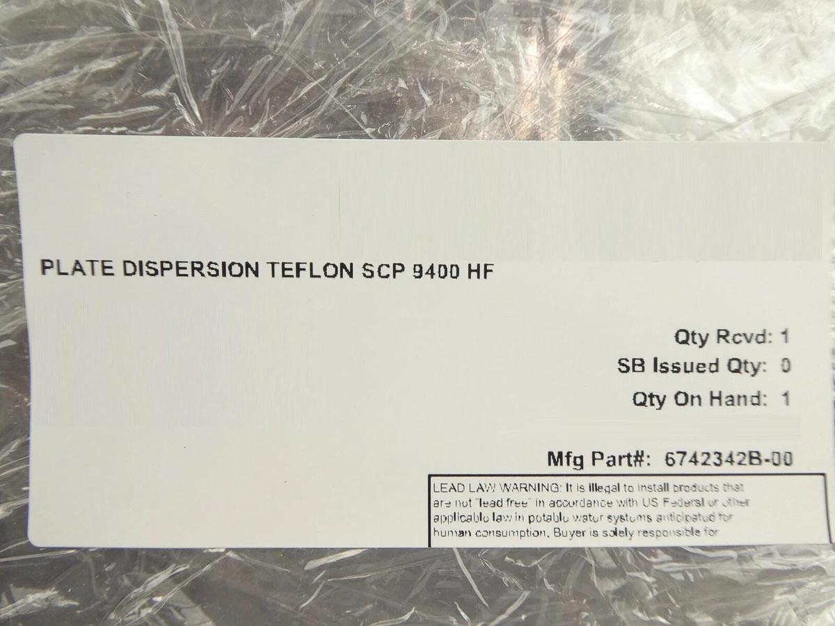 SCP Santa Clara Plastics 6742342B-00 Teflon Dispersion Plate SCP 9400 HF New