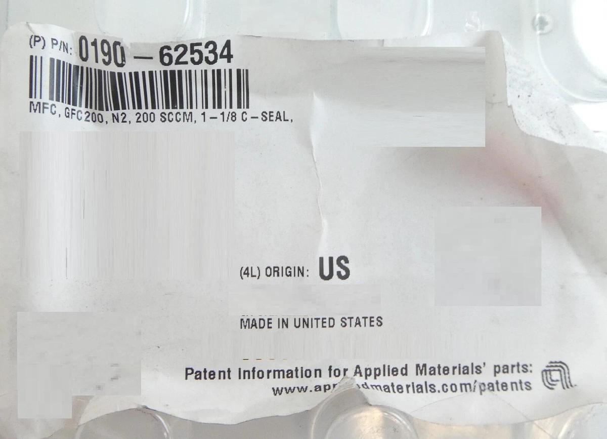 Pivotal 32-03379 Mass Flow Controller MFC 200 SCCM N2 AMAT 0190-62534 New Spare