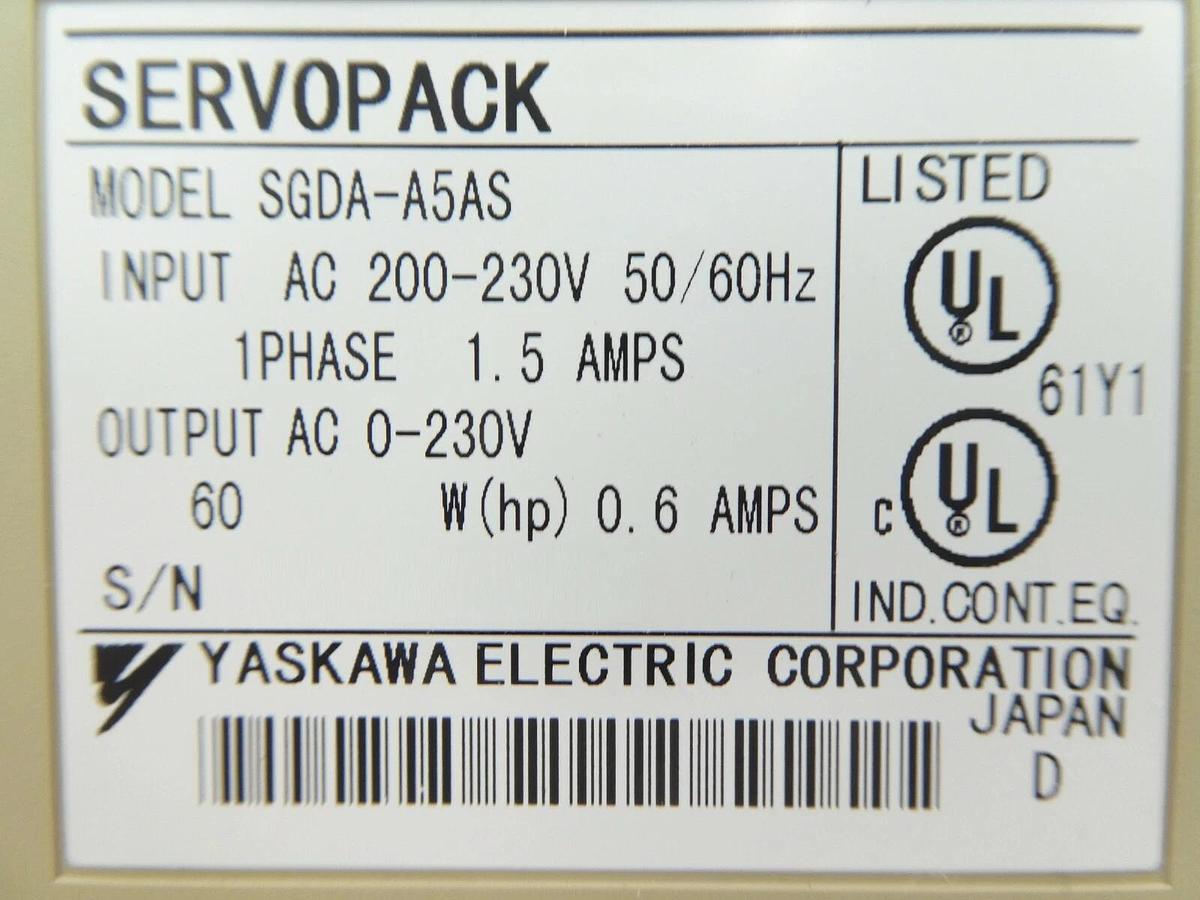 Used Yaskawa Electric SGDA-A5AS Servo Drive SERVOPACK Working Surplus