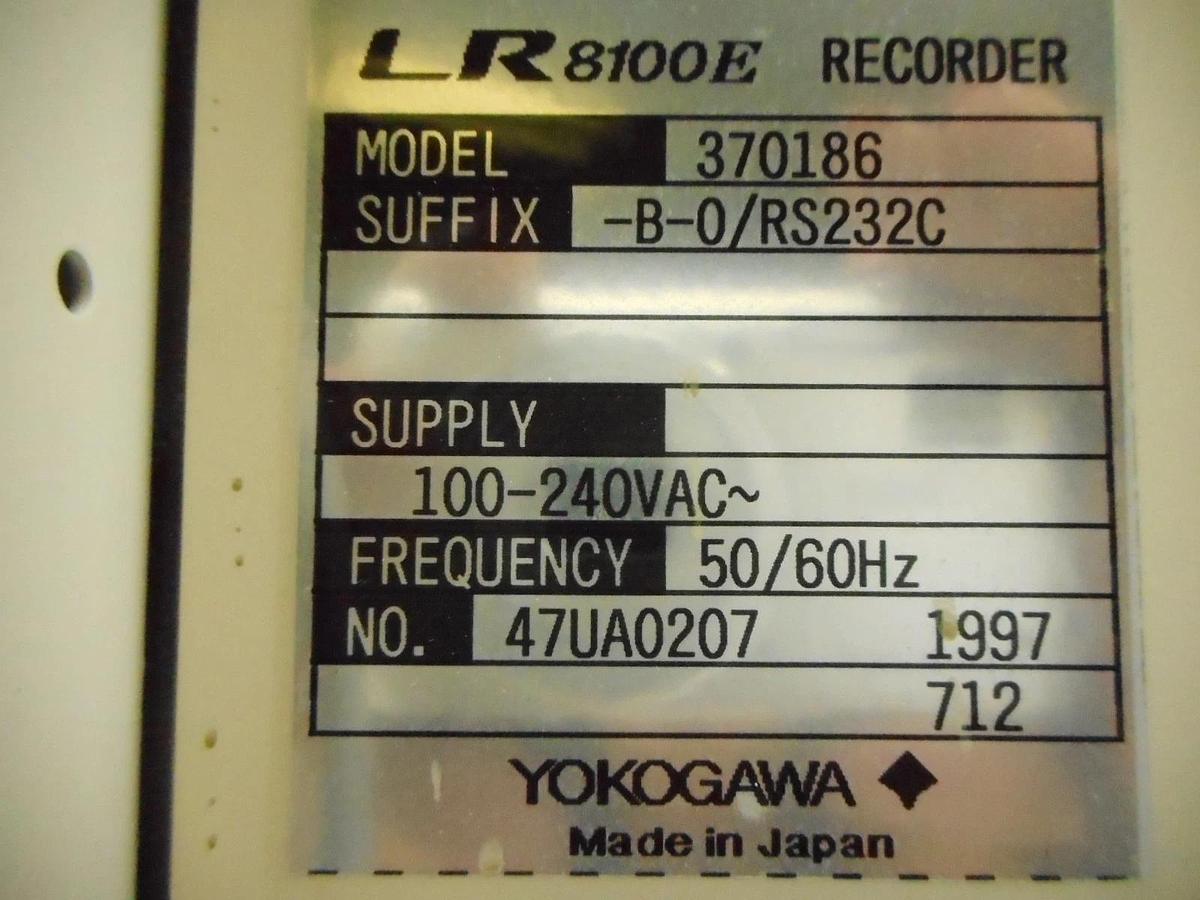 Used Yokogawa 370186-B-0/RS232C Data Acquisition Multiple Pen Recorder LR-8100E Spare