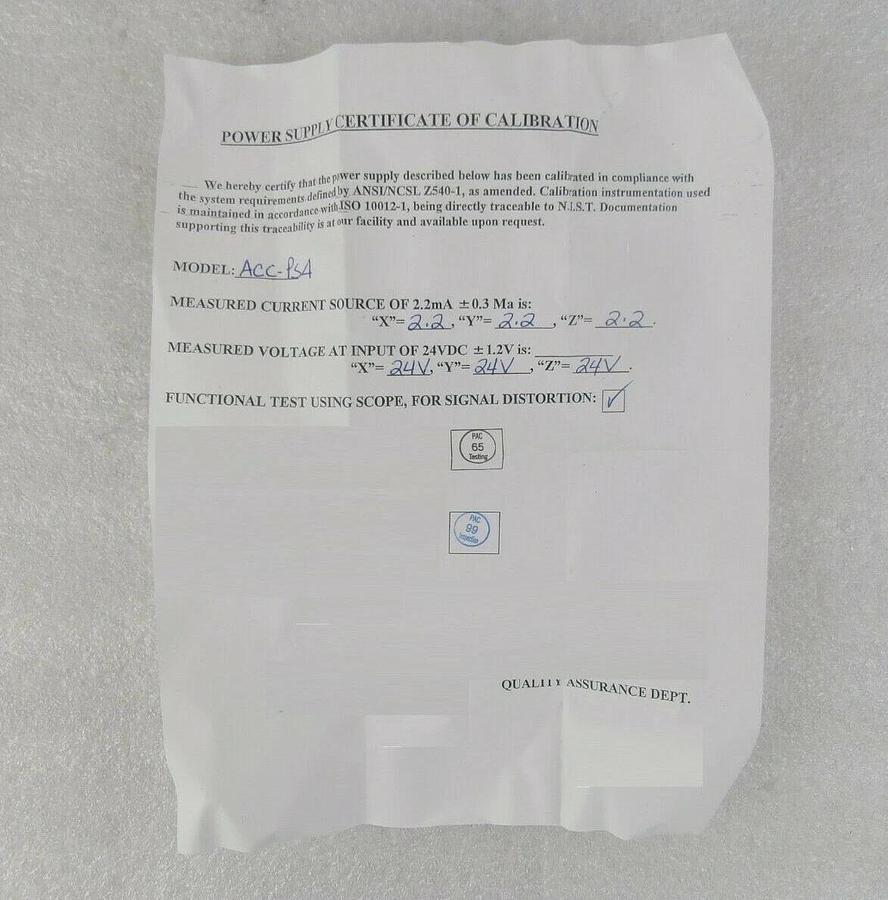 Omega Engineering ACC-PS4 AC Powered Triaxial Accelerometer Power Supply New
