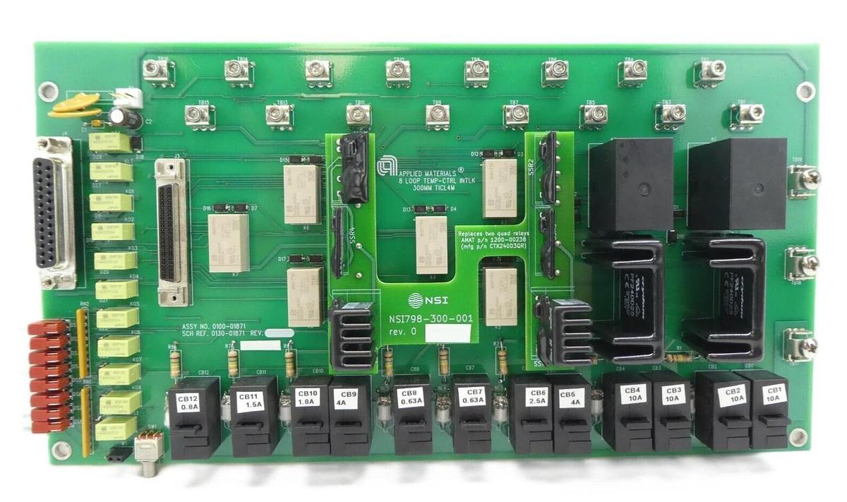 Used AMAT 0100-01871 8 Loop Temperature Control Interlock PCB 300mm Working Surplus