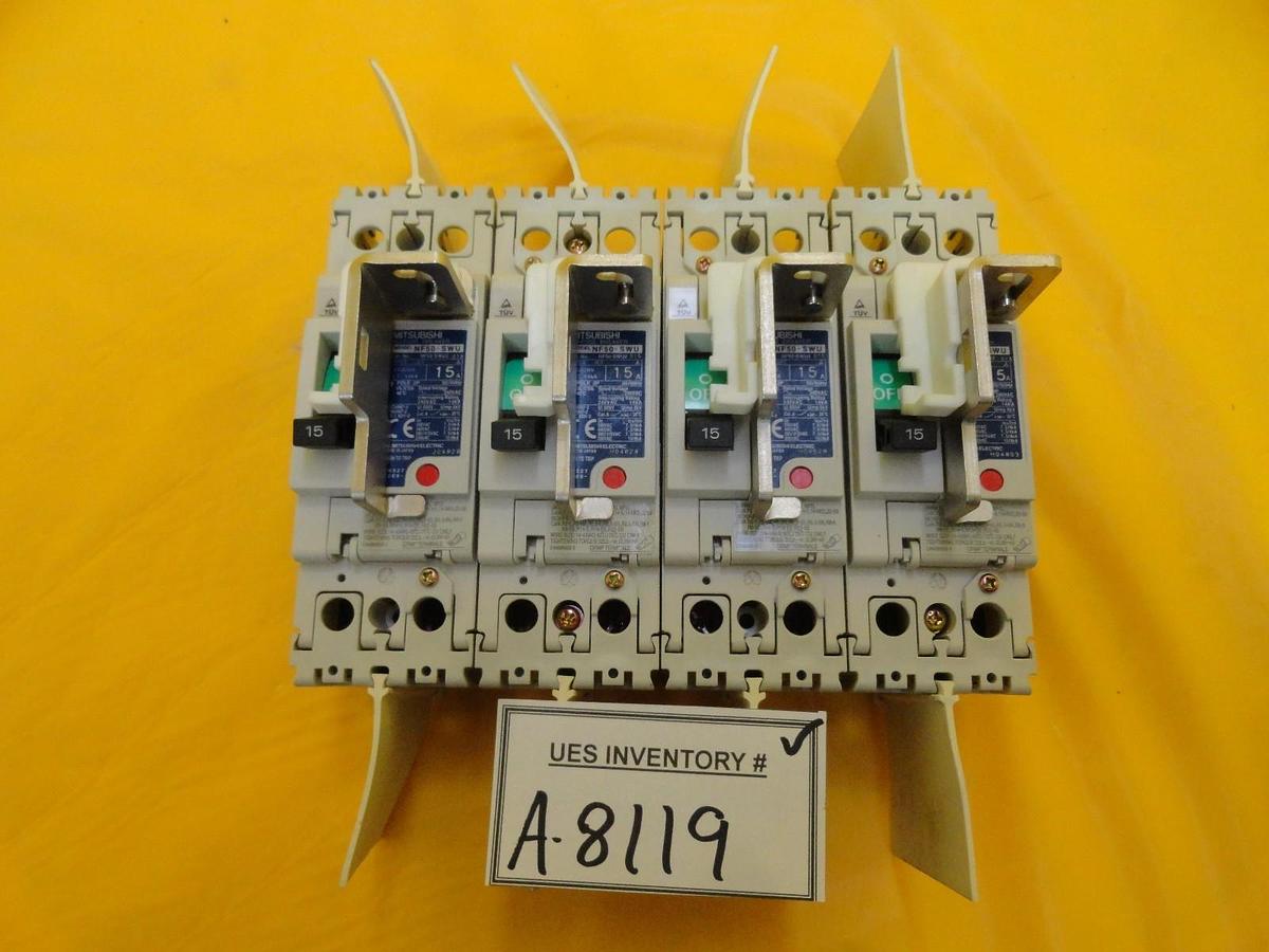 Used Mitsubishi NF50-SWU2 015 Circuit Breaker NF50-SWU Reseller Lot of 4 Used Working