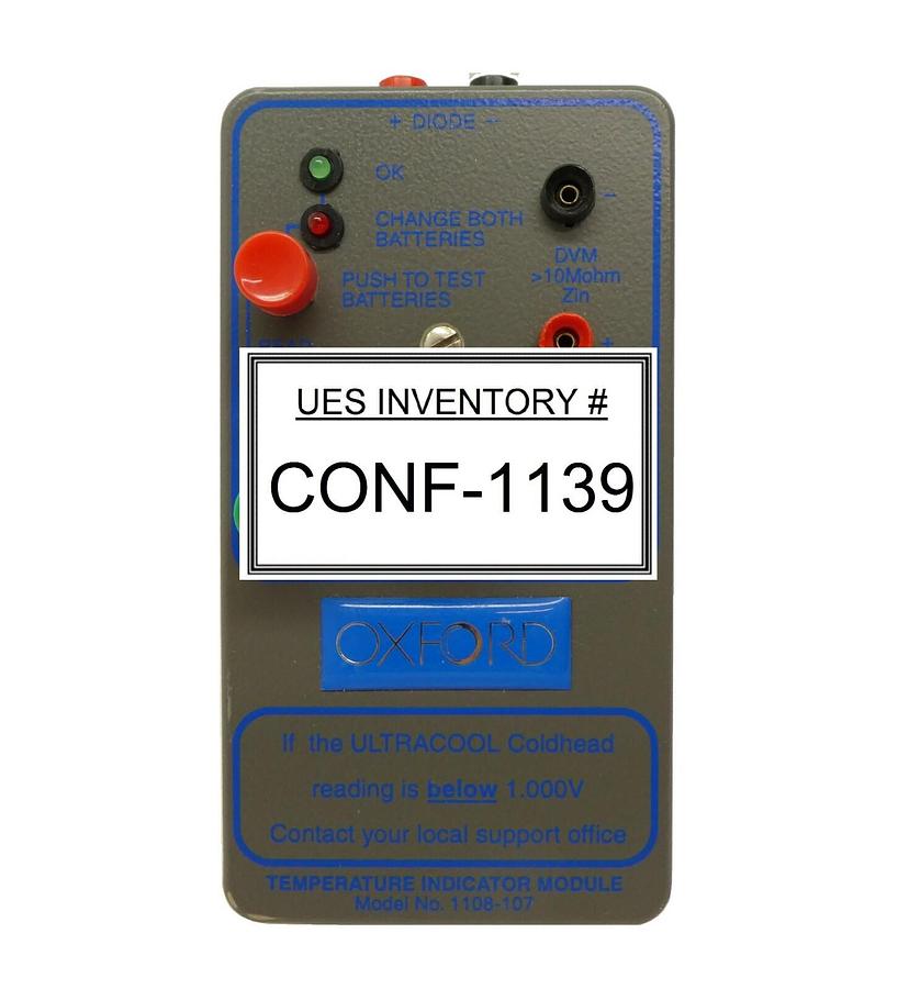 Used Oxford Instruments 1108-107 Temperature Indicator Module ULTRACOOL Vacuum Spare