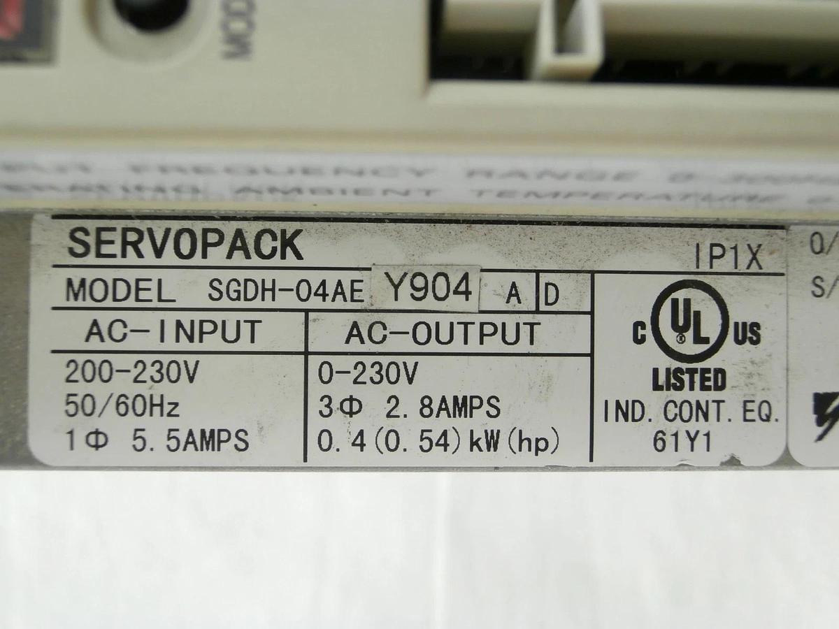 Used Yaskawa Electric SGDH-04AEY904 Servo Drive SERVOPACK AMAT 0190-08039 Used