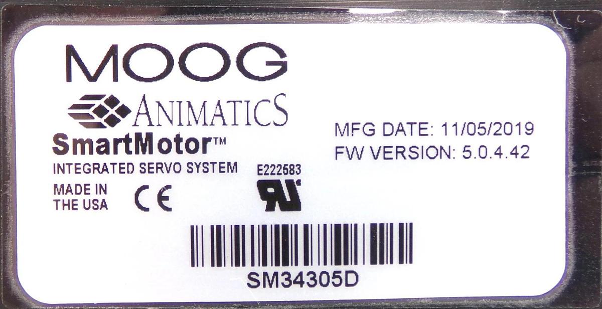 Used MOOG Animatics SM34305D Integrated Servo System SmartMotor Working Surplus