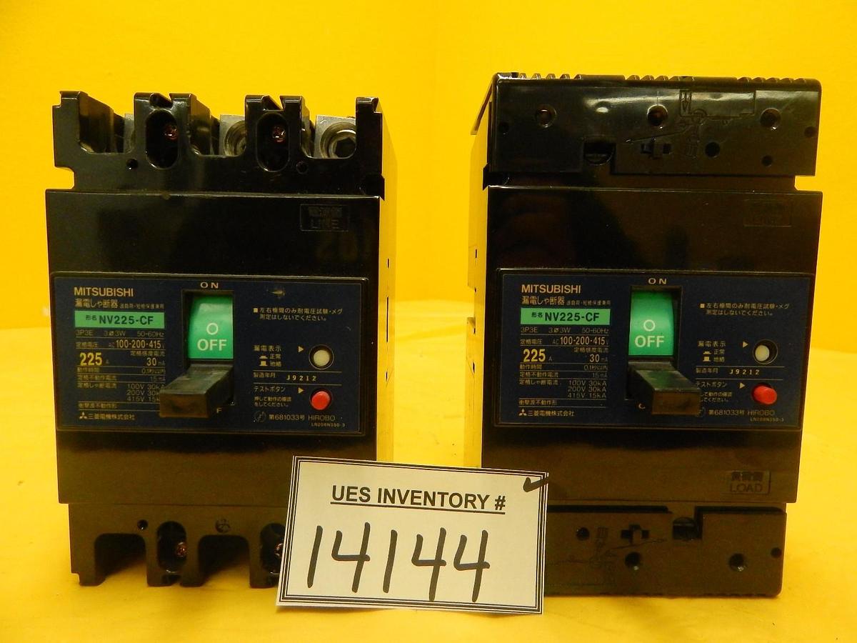 Used Mitsubishi NV225-CF Circuit Breaker Reseller Lot of 2 Used Working