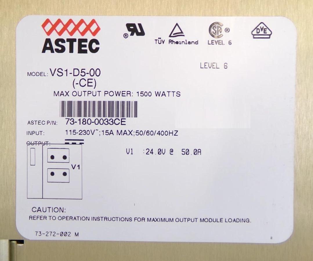 Used Astec 73-180-0033CE 1500 Watt Power Supply VS1-D5-00 (-CE) Tested Working