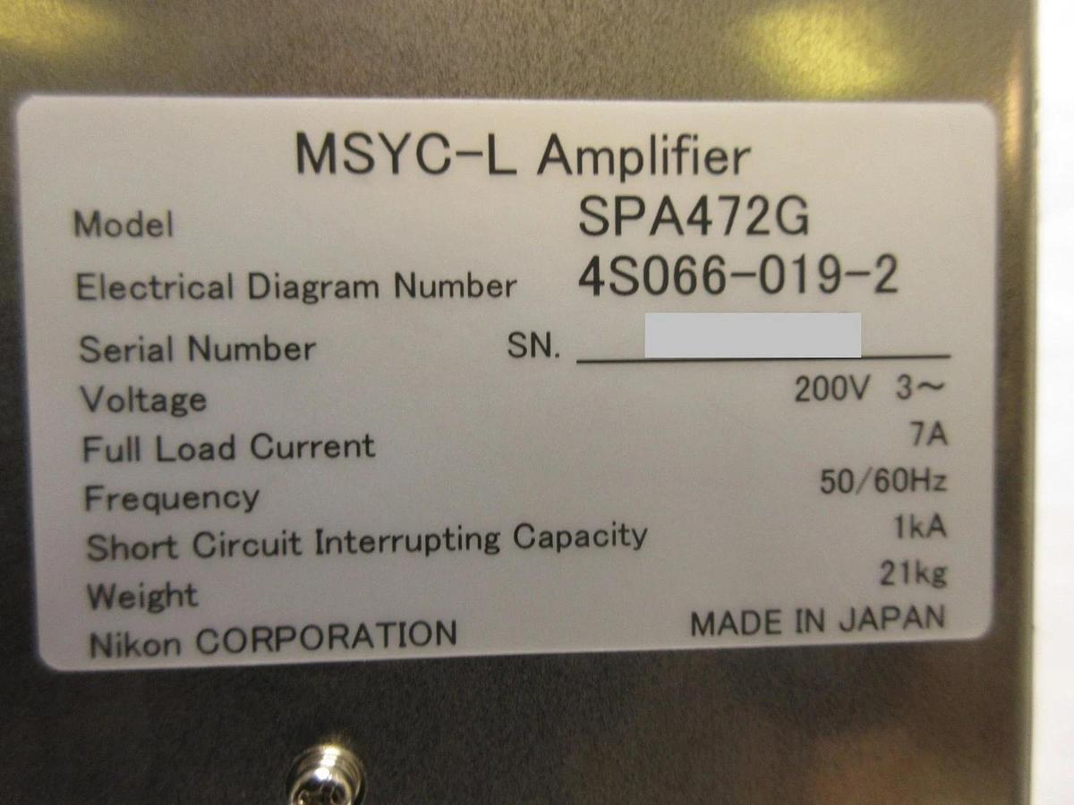 Used Nikon 4S066-019-2 MSYC-L Amplifier Module SPA472G 4S013-684-1 NSR Series Working
