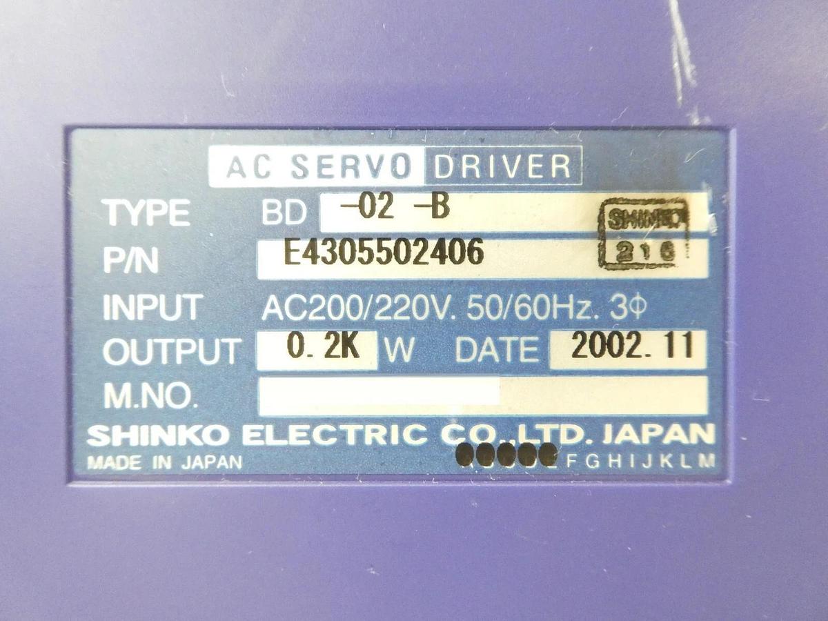 Used Shinko Electric E4305502406 AC Servo Driver BD-02-B Lot of 2 300mm OHV Working