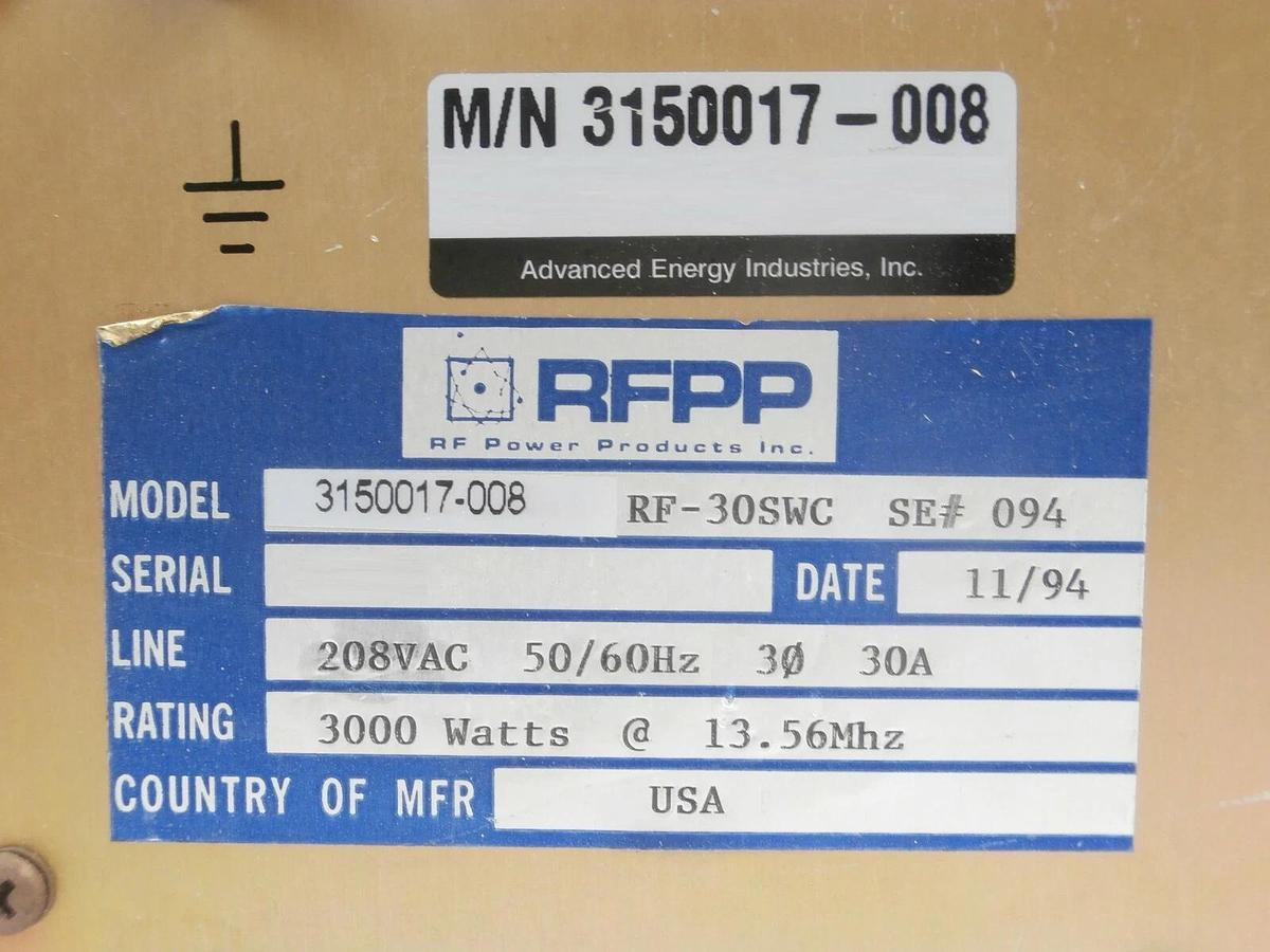 Refurbished RF30S RFPP RF Power Products AE 3150017-008 RF Generator RF-30SWC Refurbished