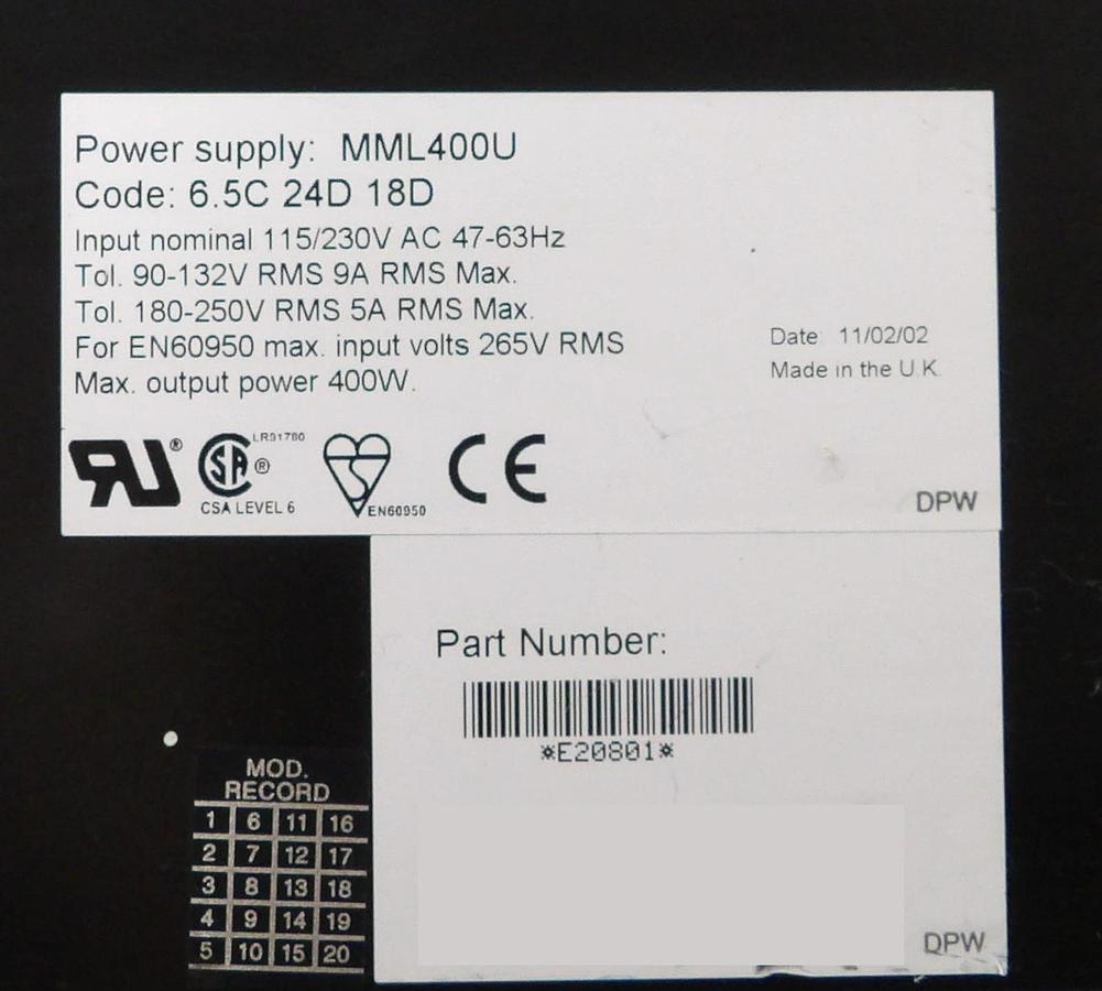 Used TDK-Lambda MML400U AC/DC Power Supply Omega Series MML400 Lot of 4 Working